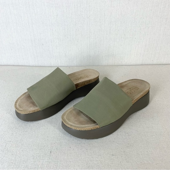 Munro Nalia Olive Green Stretch Fabric Platform Wedge Slide/Sandal - Size 9 - Picture 2 of 14